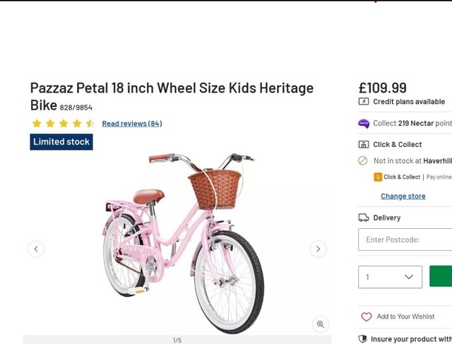 pazzaz 18 inch petal kids heritage bike